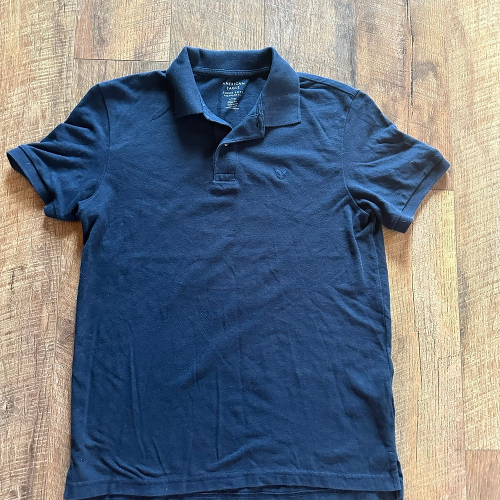 Men's American Eagle Navy Super Soft Standard Fit Polo Shirt S